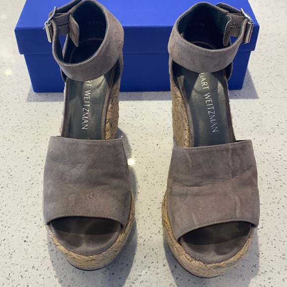 Stuart Weitzman Sohojute Suede Braided Wedge